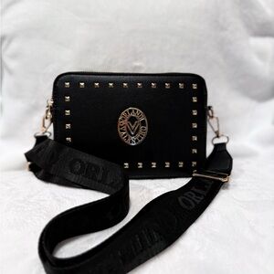 Valentino Orlandi Black Studded Crossbody Bag